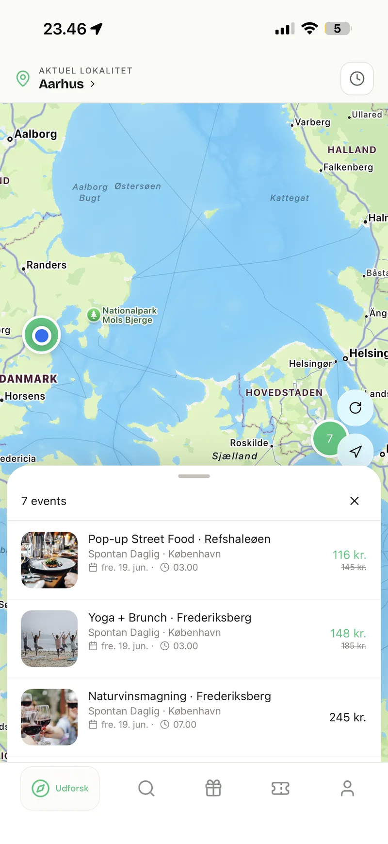 Spontan — map of tonight's events