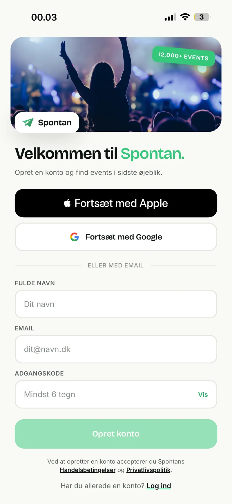 Spontan — sign up