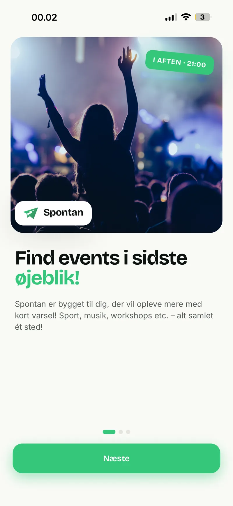 Spontan — welcome screen